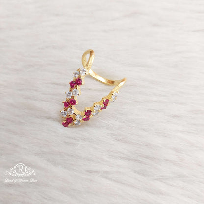 Silver Kempu Stones Finger Ring-SA123