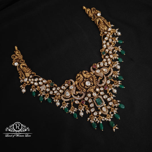 necklace silver moissanite peacock design necklace moissanite 92.5 silver ramala jewelry / ramala collections