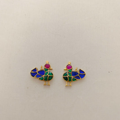 Silver kundan peacock pendant -RCD256