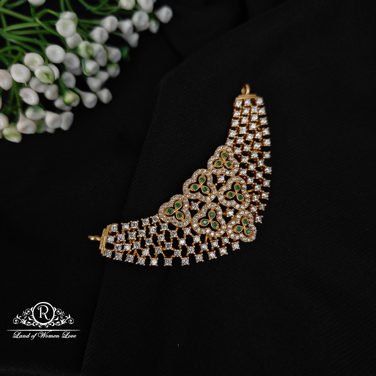 92.5 silver simple and cute with white and green cz- stones mala lockets -rcp140 cz 92.5 silver ramala jewelry / ramala collections