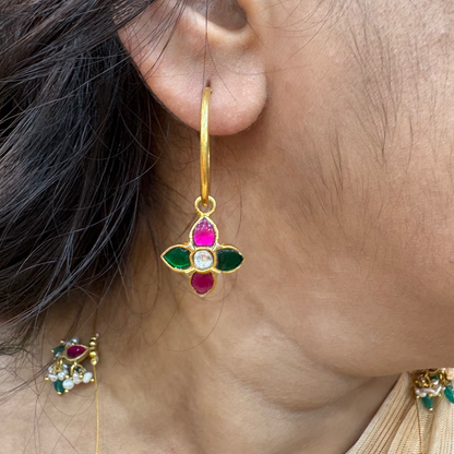 earrings silver kundan stones design earrings- rc87-75p59 kundan 92.5 silver ramala jewelry / ramala collections