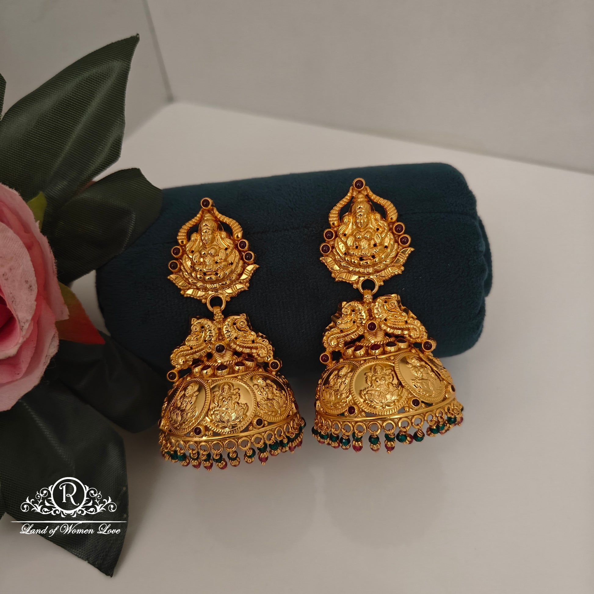 earrings 92.5 silver lakshmi devi design jhumkas-rch838 92.5 silver ramala jewelry / ramala collections