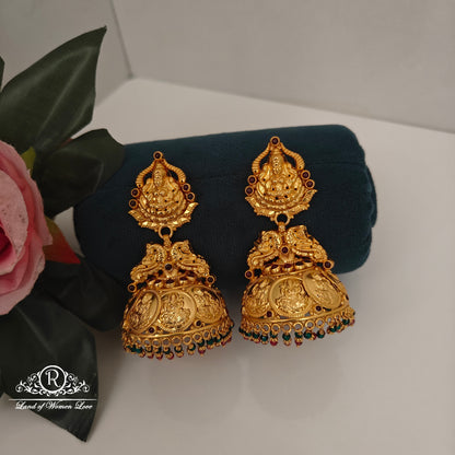 earrings 92.5 silver lakshmi devi design jhumkas-rch838 92.5 silver ramala jewelry / ramala collections