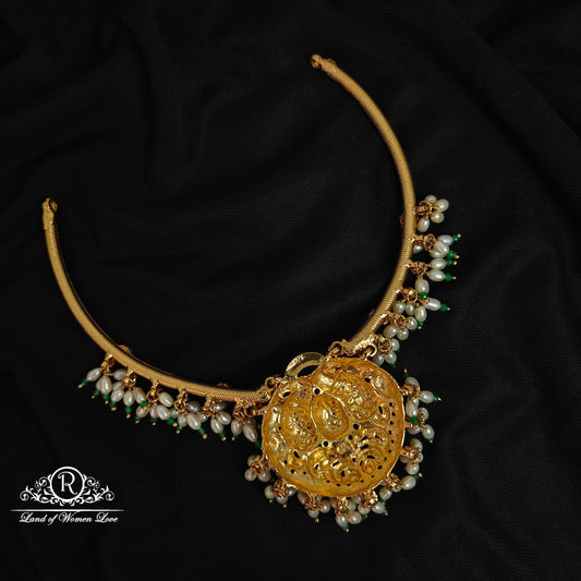 92.5 Silver Peacock design rice pearls Kante design necklace-RCM170