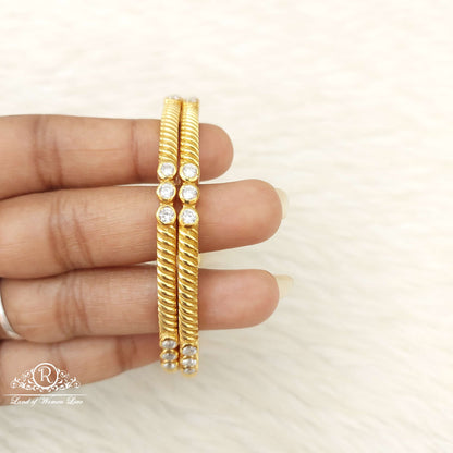 Silver White Stones Bangles-C157