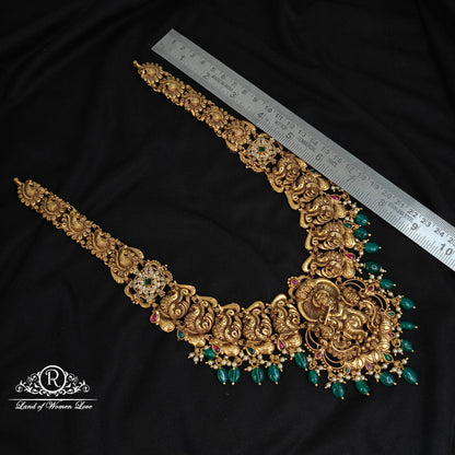 92.5 Silver Lord Krishna and peacock design Haram-RCM1158