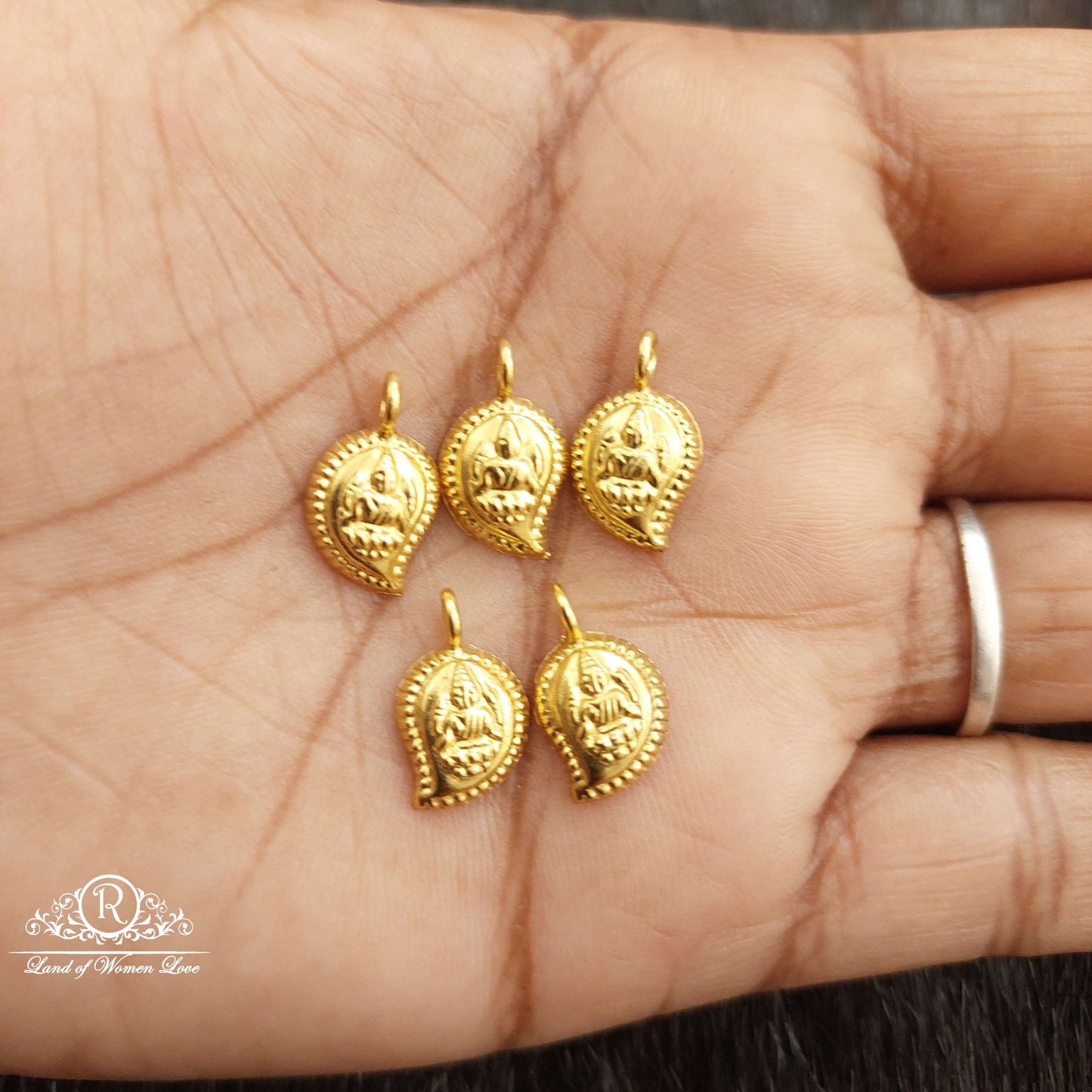 Silver Small Lakshmi Devi Mango Locket-A032