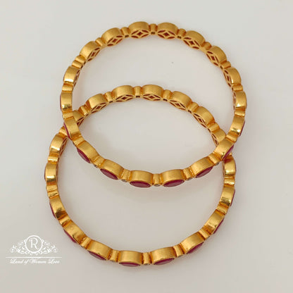 Silver Kempu Stones Design Bangles-RCCP28