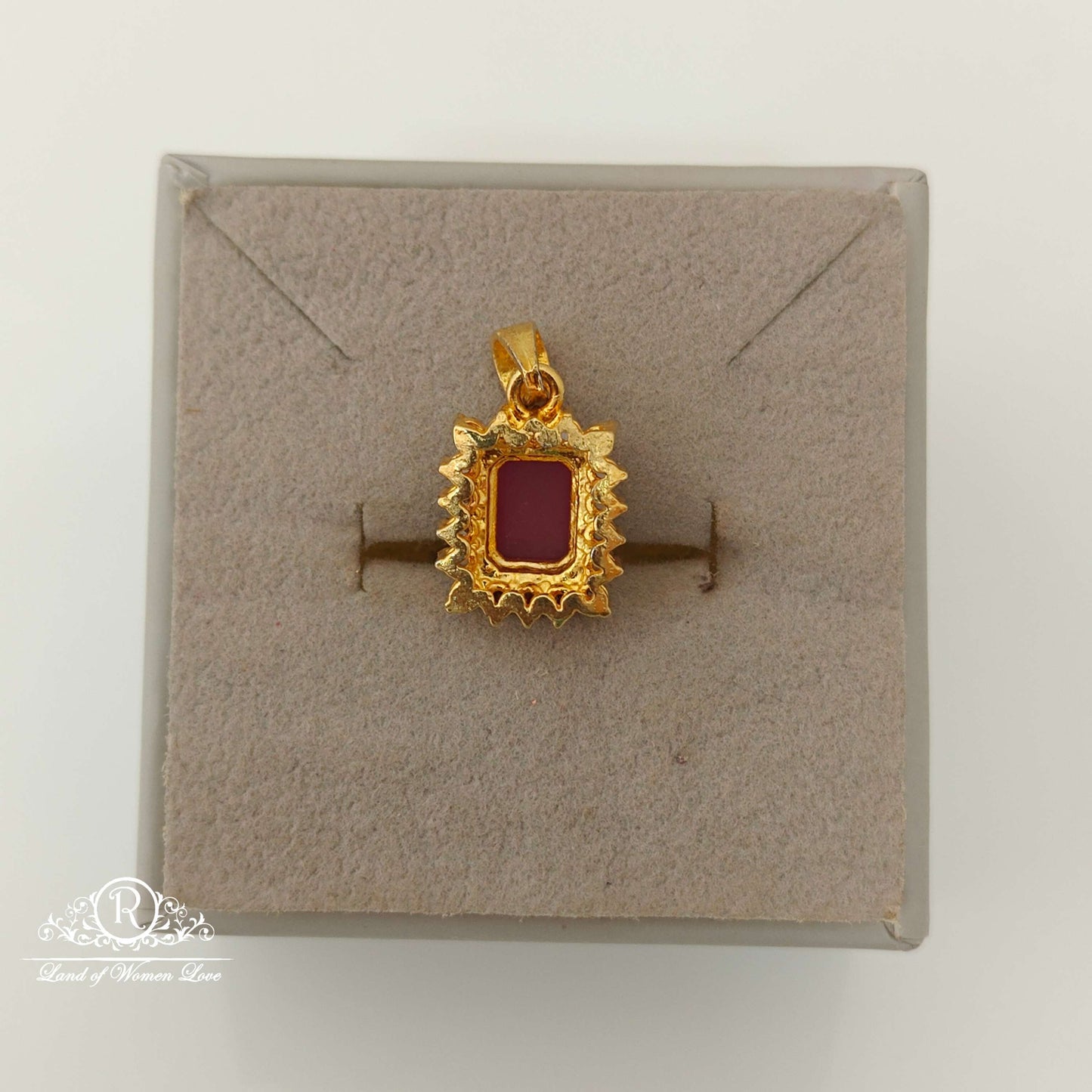 Silver CZ- Kempu Stone Design Locket-RCV289