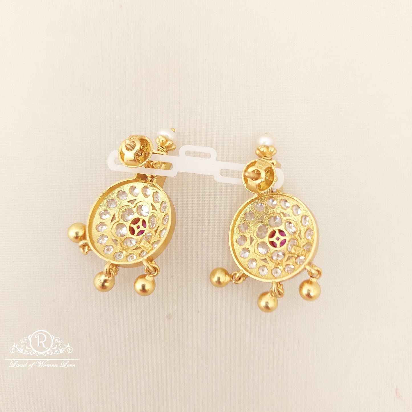 Silver White Stones Earrings-M227