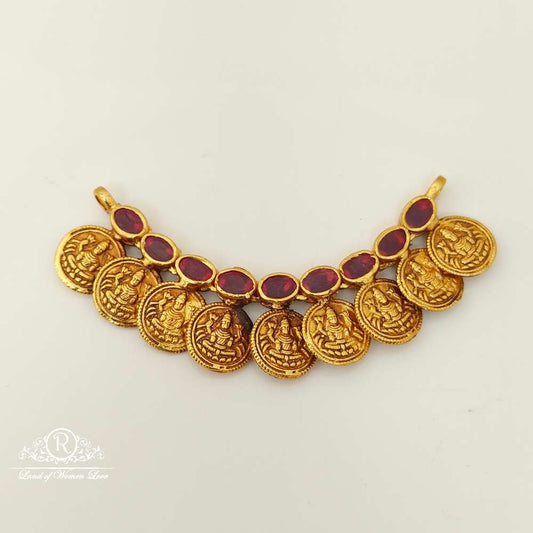 Silver Double Side Stones Design Lakshmi Devi Kasula Mala Locket-RC87-55P09