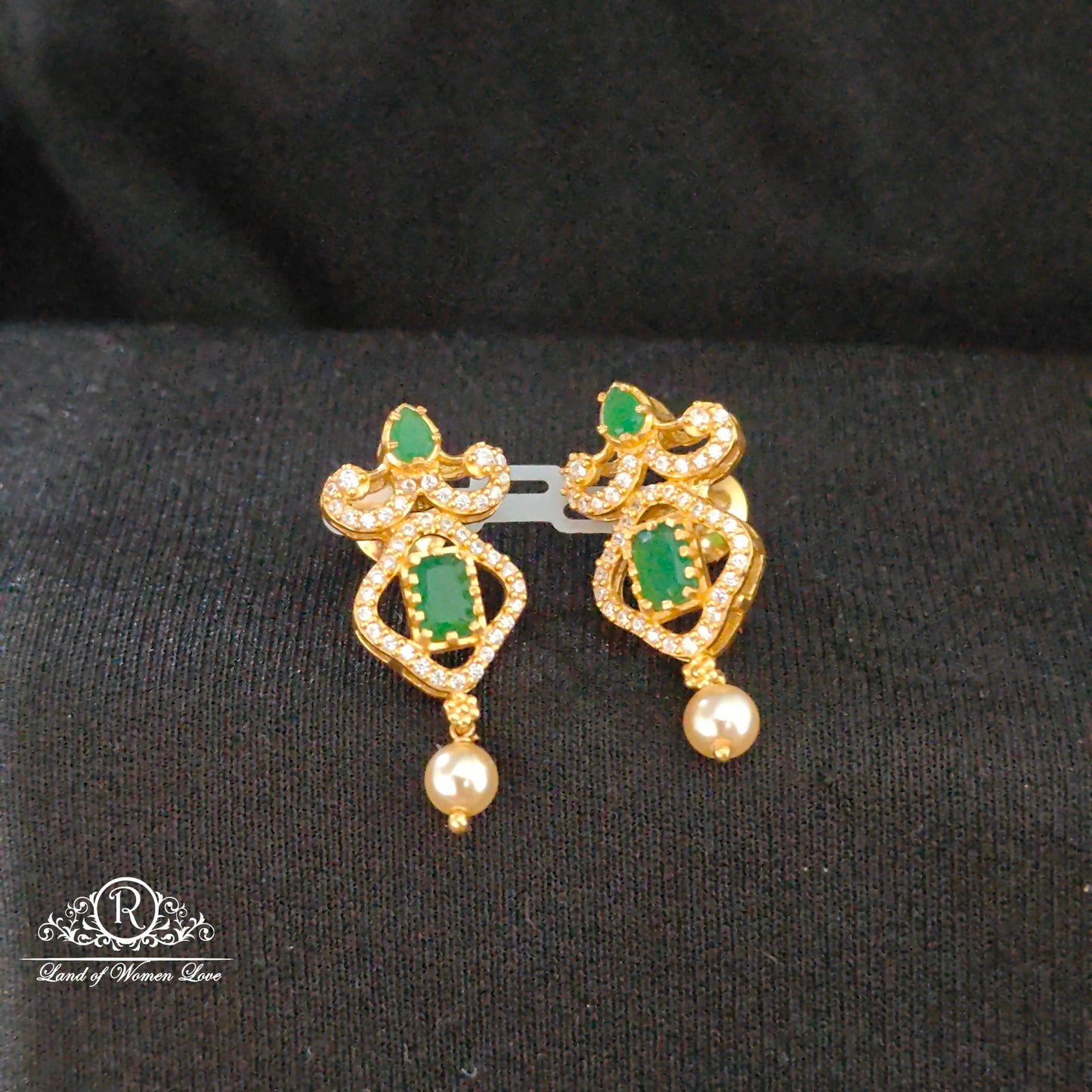 Silver emerald earrings -RCM392