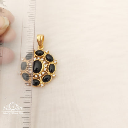 Silver black stone pendant-A016