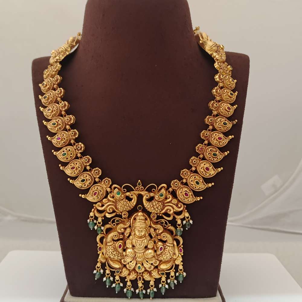 Silver Peacock & Mango Model Lakshmidevi Haram-RCC314