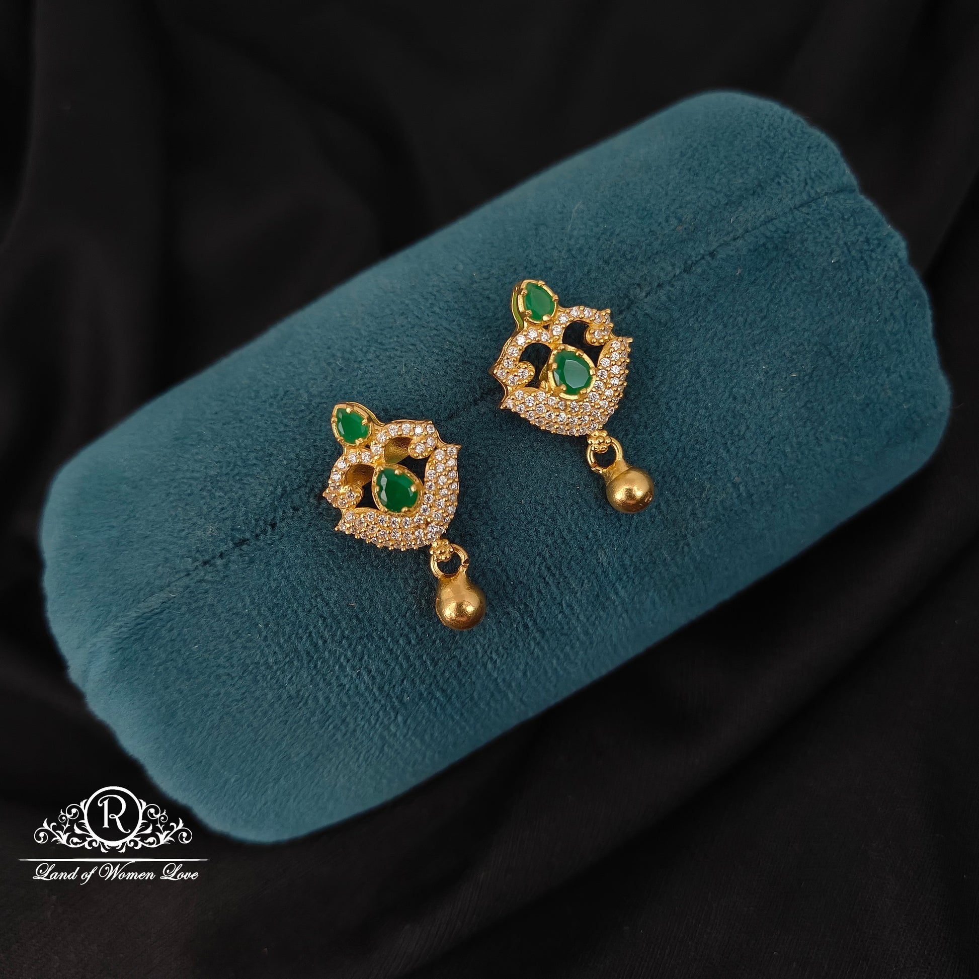 drop 92.5 silver simple and cute earrings with gold drop -rcm291 92.5 silver ramala jewelry / ramala collections