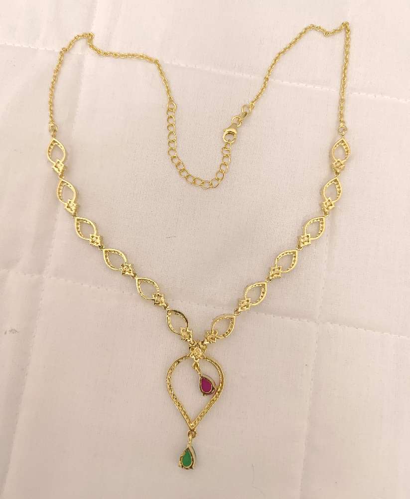 Silver CZ- Stones Necklace With Matching Earrings-RCES19RCES20