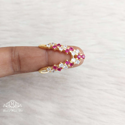 Silver Kempu Stones Finger Ring-SA123