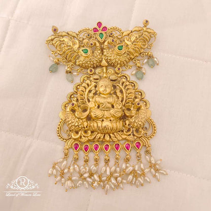 Silver Peacock Design Lakshmi Devi Locket-RCH195