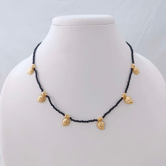 necklace silver gold polish mango with block beads -rcd200 92.5 silver ramala jewelry / ramala collections