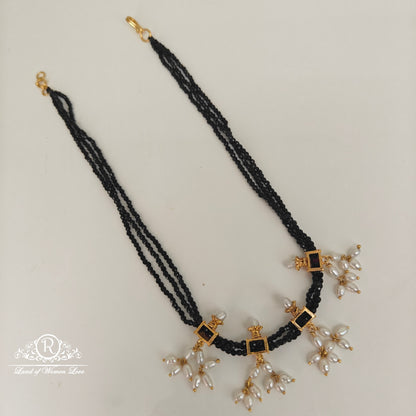 92.5 Silver 3 lines Crystals Black Beads-RCH857