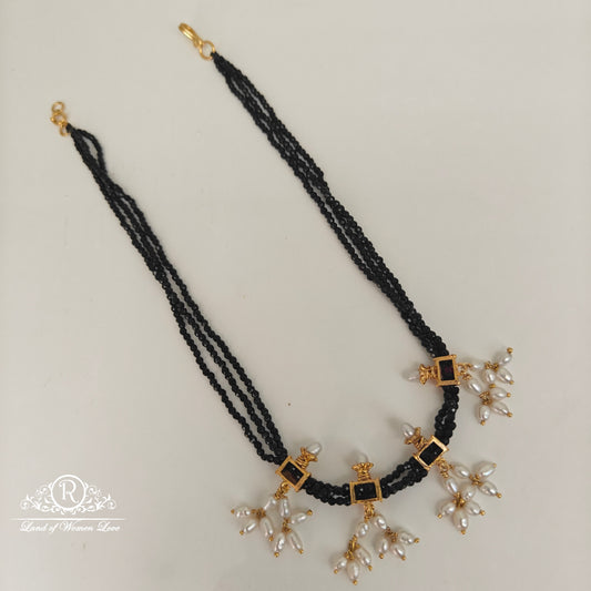 92.5 Silver 3 lines Crystals Black Beads-RCH857