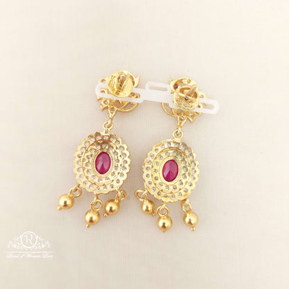 Silver White Stones Peacock Design Earrings-C213