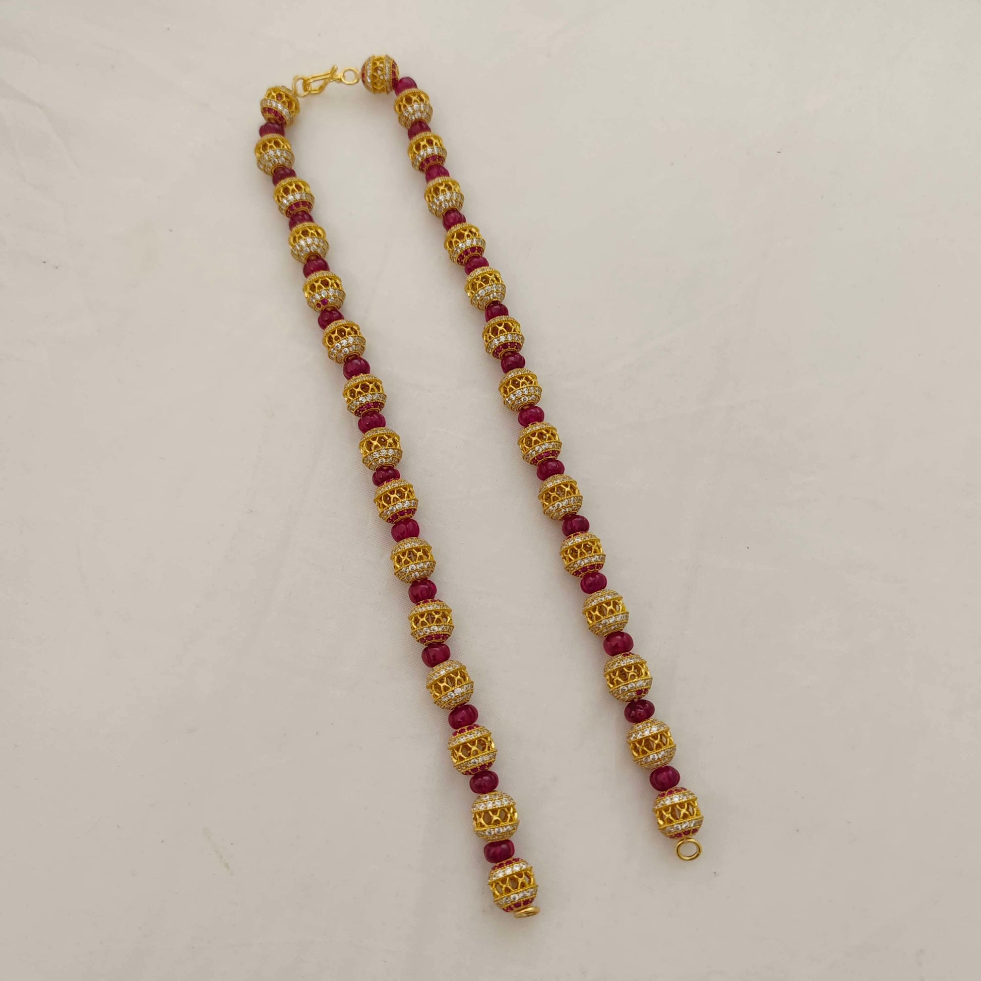 necklace silver cz-stone balls chain-rch336 cz 92.5 silver ramala jewelry / ramala collections