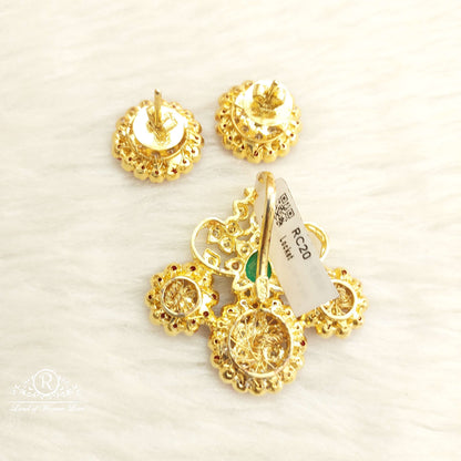 Silver Coral Locket With Earrings-D019S771