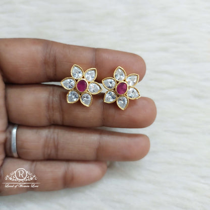 stud silver kempu stone earrings-sa045 92.5 silver ramala jewelry / ramala collections