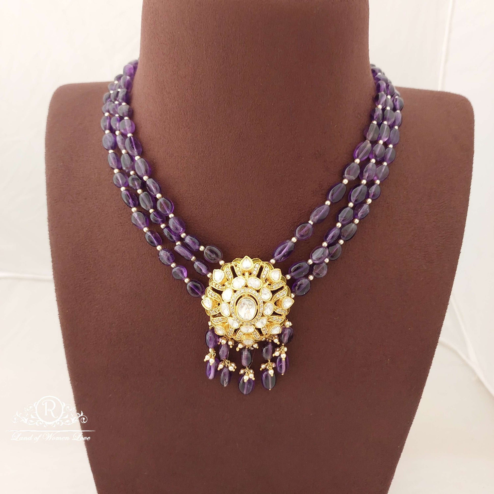 silver real beads moissanite chocker-h083 moissanite 92.5 silver ramala jewelry / ramala collections