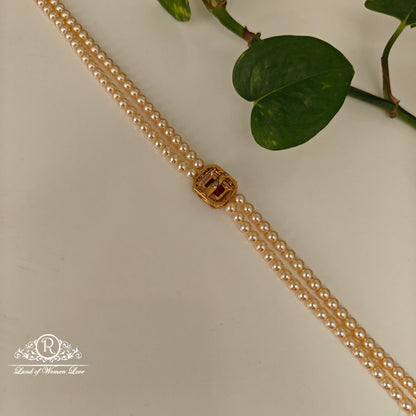 92.5 silver simple and Cute pearls chocker with ruby chocker pendant-RCH961