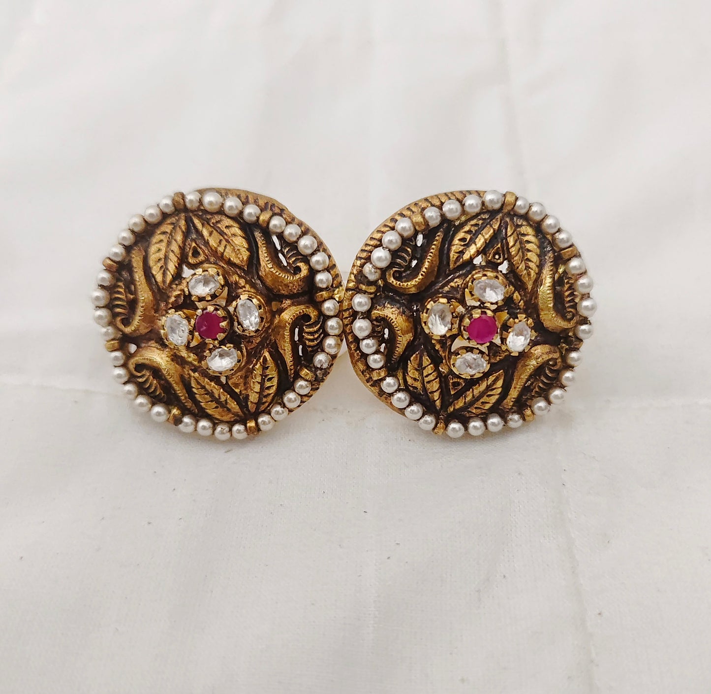 earrings silver base cz-gold polish earrings -rcm573 cz 92.5 silver ramala jewelry / ramala collections