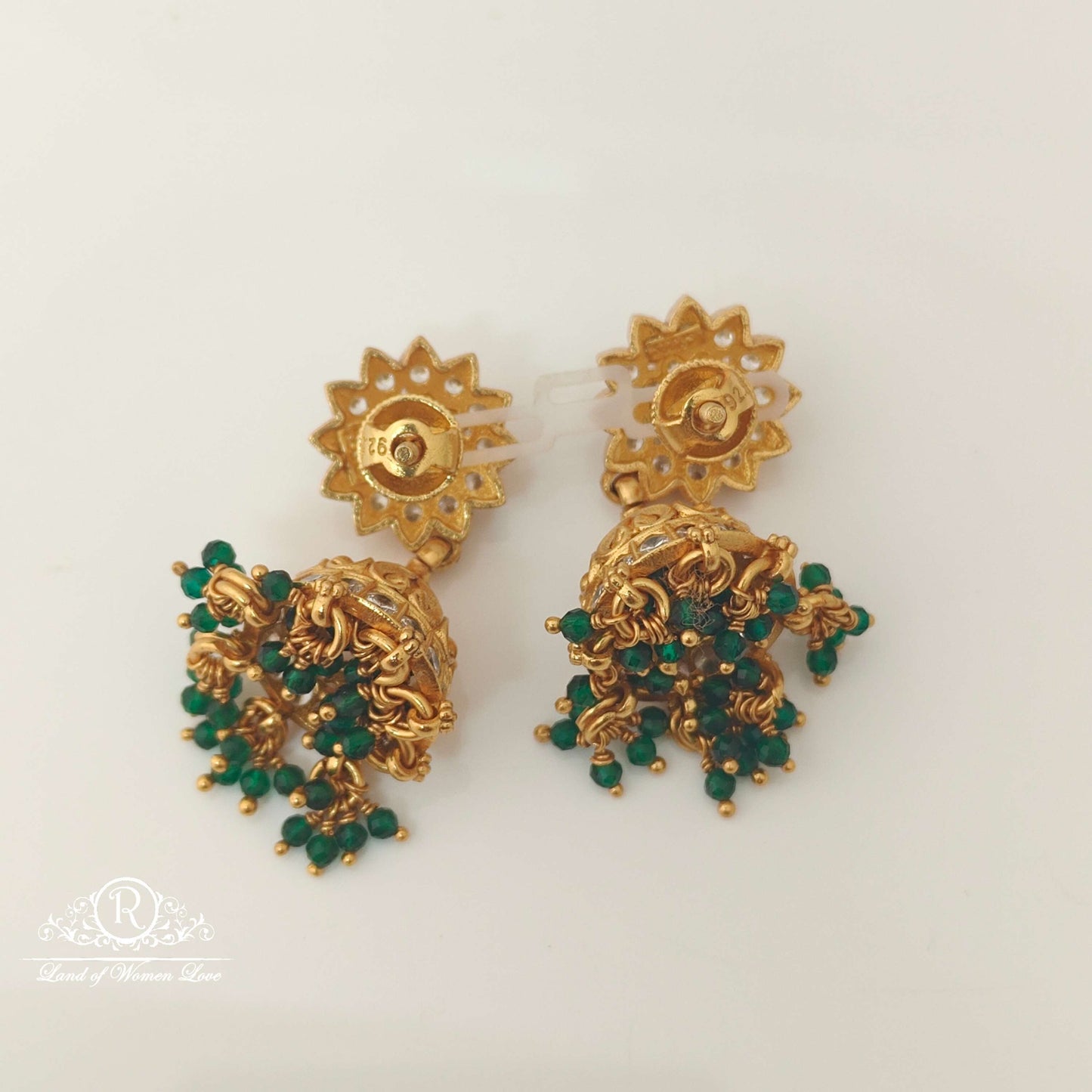 Silver White Stones Design jhumkas-RCCP136