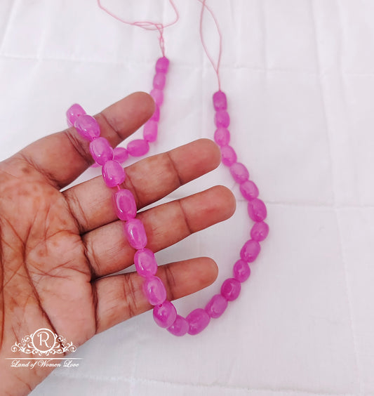 Hot pink gemstone plain hand polished tumble beads-RCMJ09