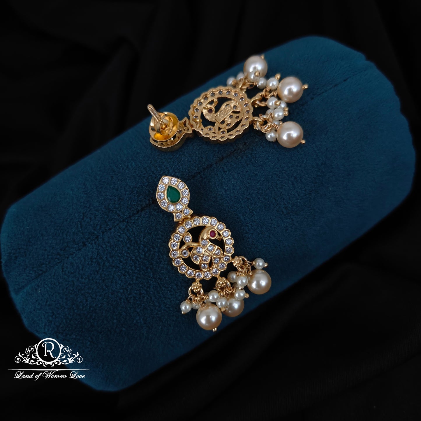 92.5 silver simple and Cute earrings with hangings & peacock Design-RCM372