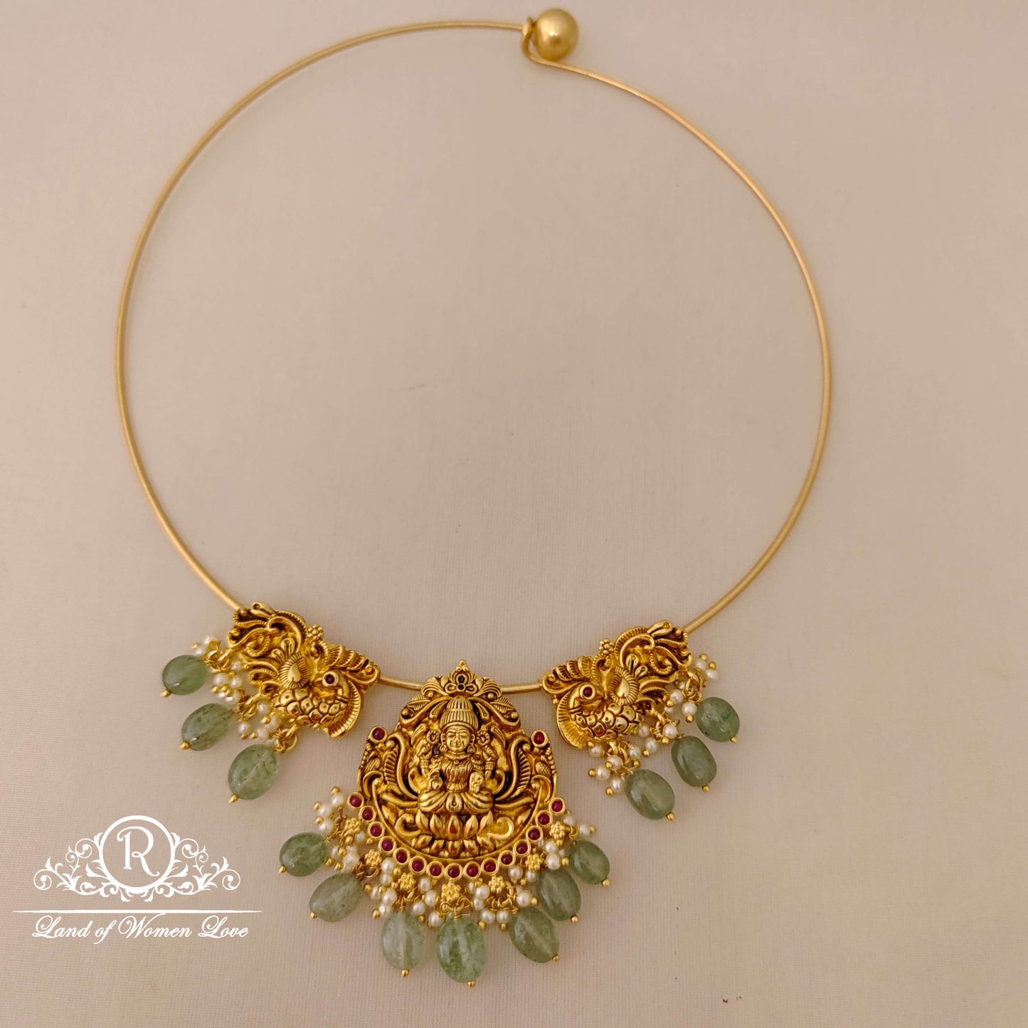 necklace silver hasil wire lakshmi locket with peacock design chocker-rcd337 92.5 silver ramala jewelry / ramala collections