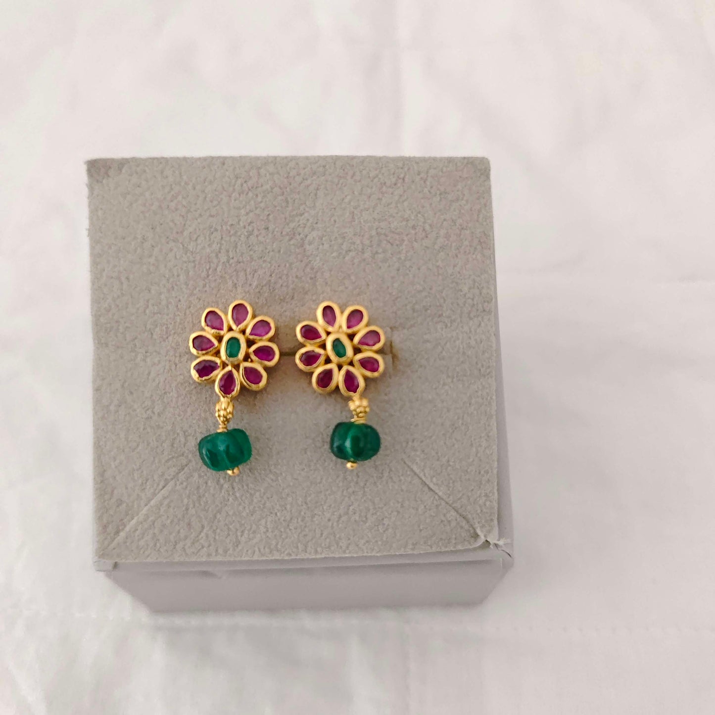 earrings silver with gold polish kempu earrings -rcm579 92.5 silver ramala jewelry / ramala collections