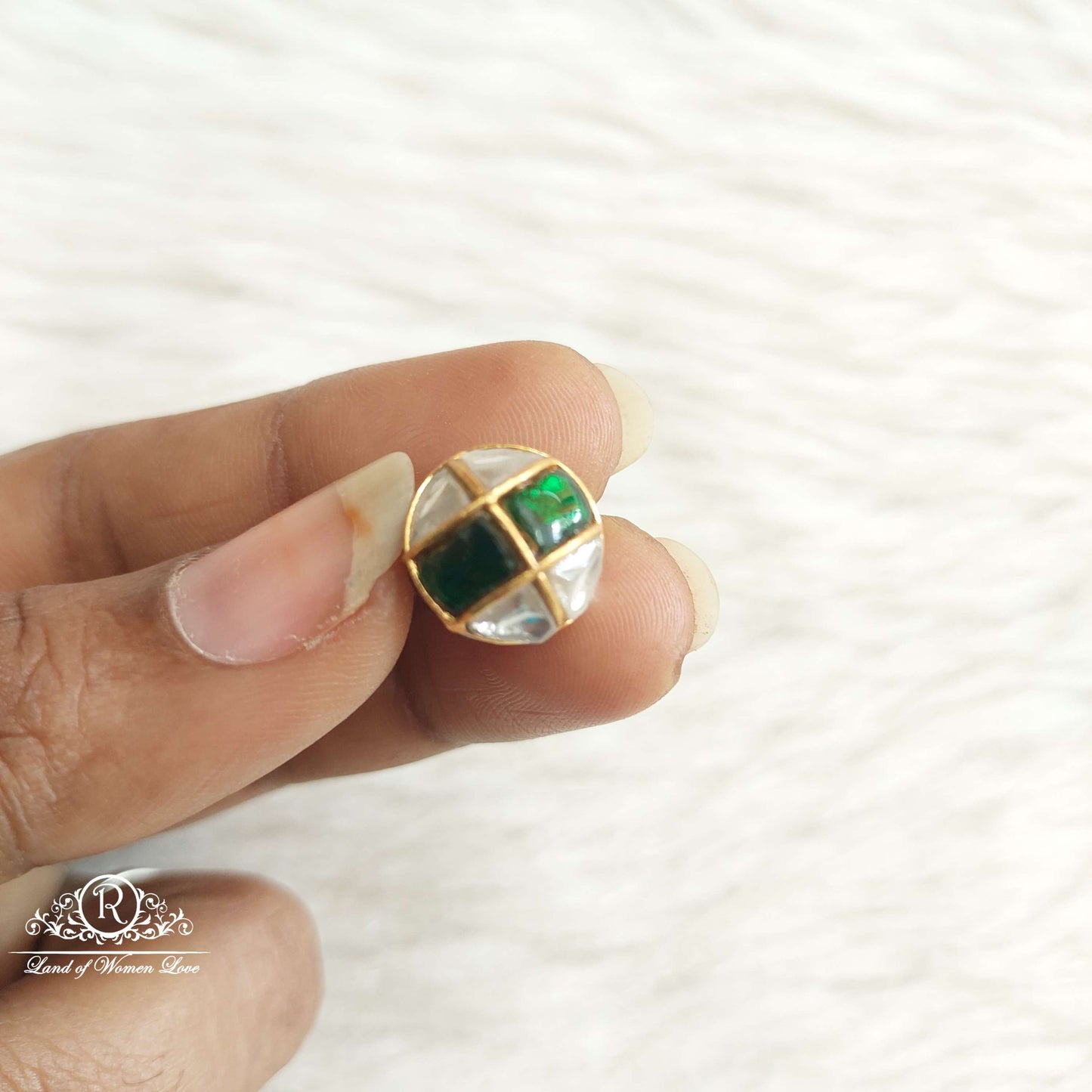 Silver Kundan Gold Ball-SA475