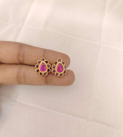 Silver Two In One Design Stud Earrings-H125