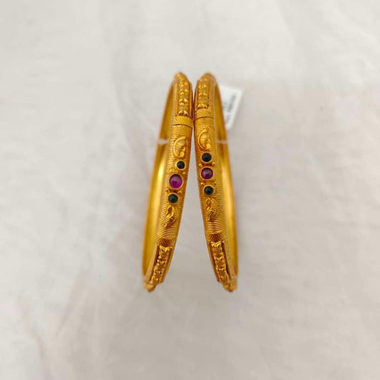 bangle silver base gold polish design bangles-rch511 92.5 silver ramala jewelry / ramala collections