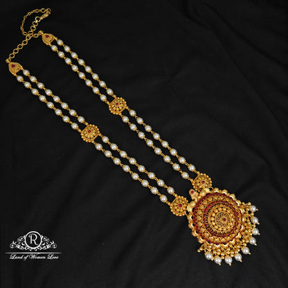 haram 92.5 silver two lines pearl haram with locket-rcm1159 pearl 92.5 silver ramala jewelry / ramala collections