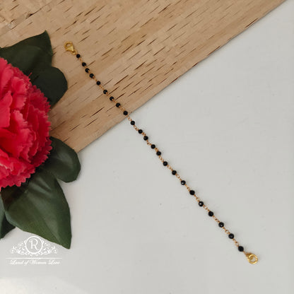 92.5 silver simple and Cute black beads  bracelet -RCH957