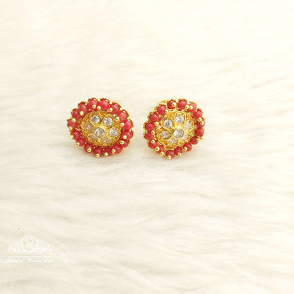 Silver Coral Earrings-D019