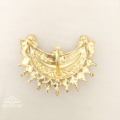 Silver Kempu & Green Stones Locket-M182