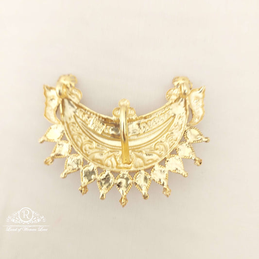 Silver Kempu & Green Stones Locket-M182