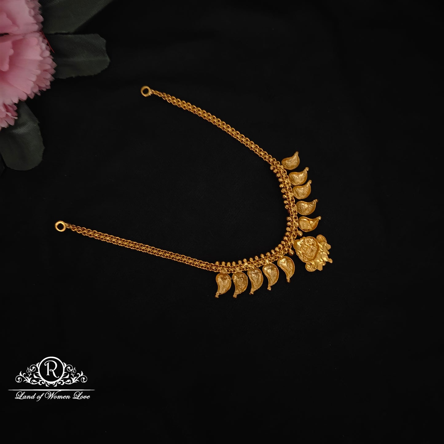 92.5 silver simple and Cute necklace with mango and Lakshmi Devi Design -RCZ92