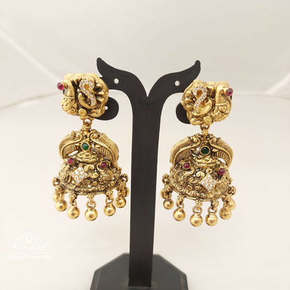 Silver Peacock Design Antic Finish jhumka Earrings-C188