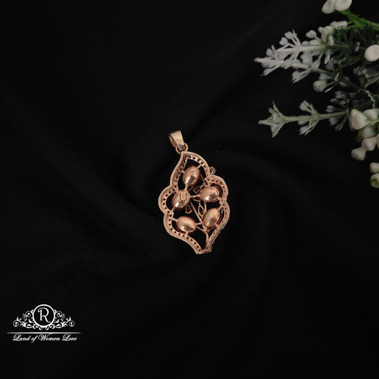92.5 Silver Fusion Rose gold polish Flower and leaf design locket-RCM1061
