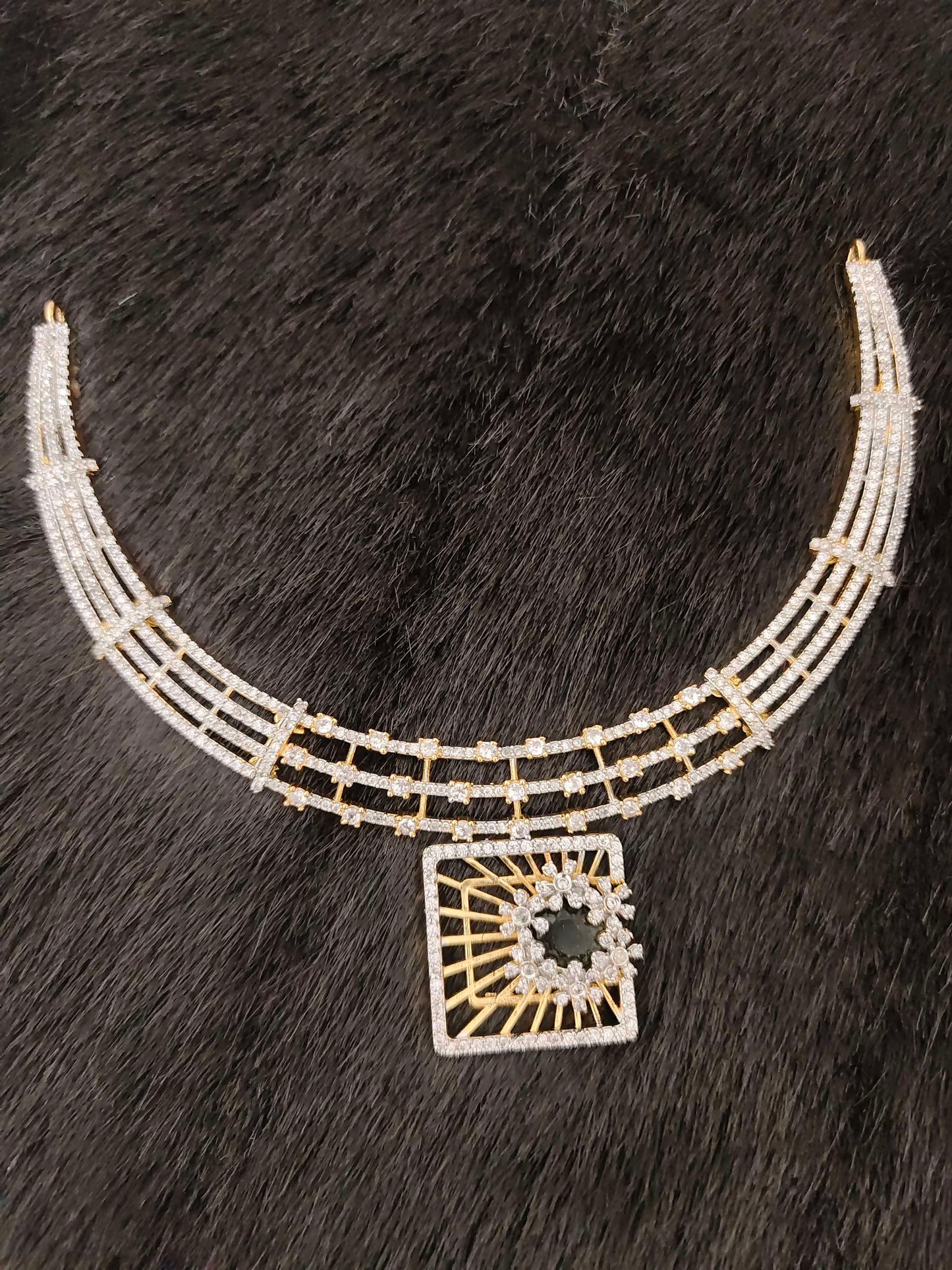 necklace silver cz- white stones necklace-rcjr240 cz 92.5 silver ramala jewelry / ramala collections