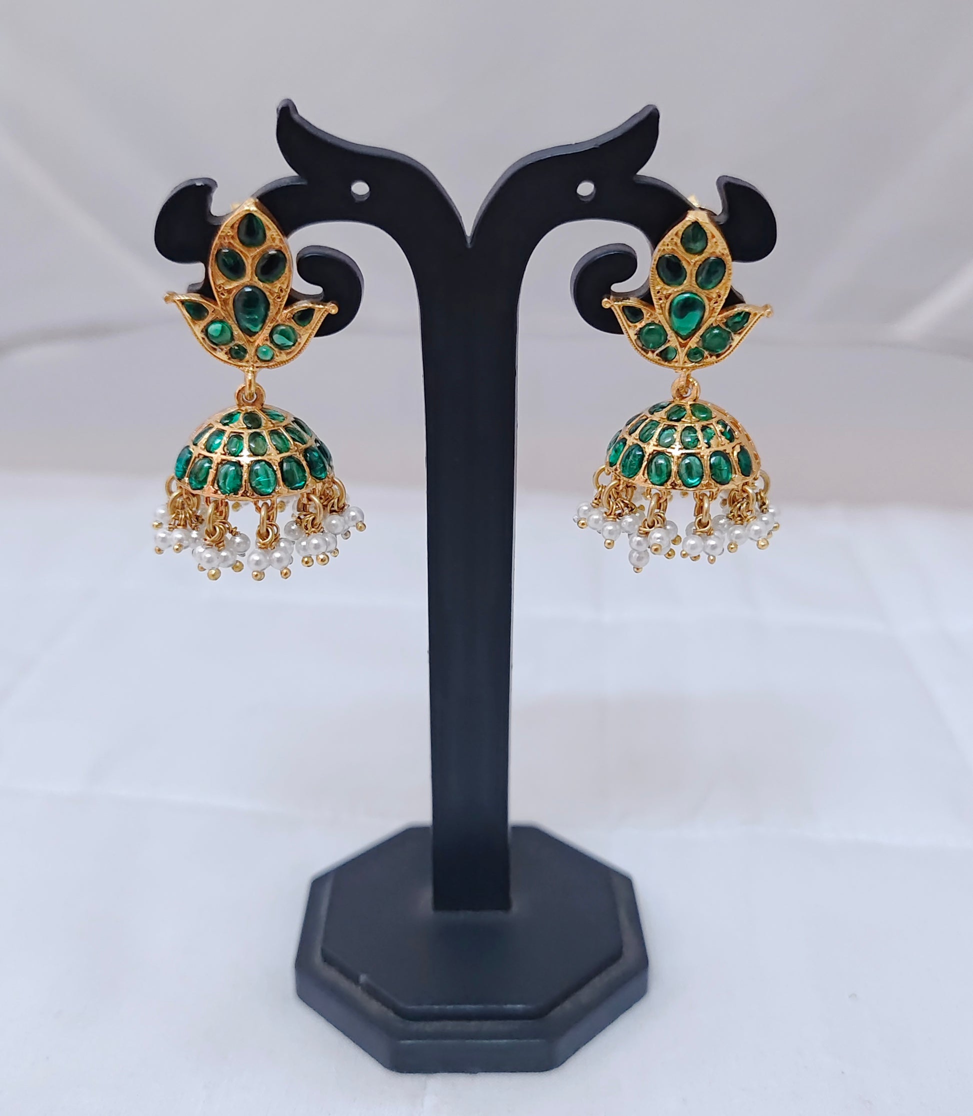 jhumka silver cz-gold polish jhumkas earrings -rcp041 cz 92.5 silver ramala jewelry / ramala collections